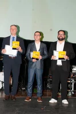 The Technology and Innovation honourees together on stage.