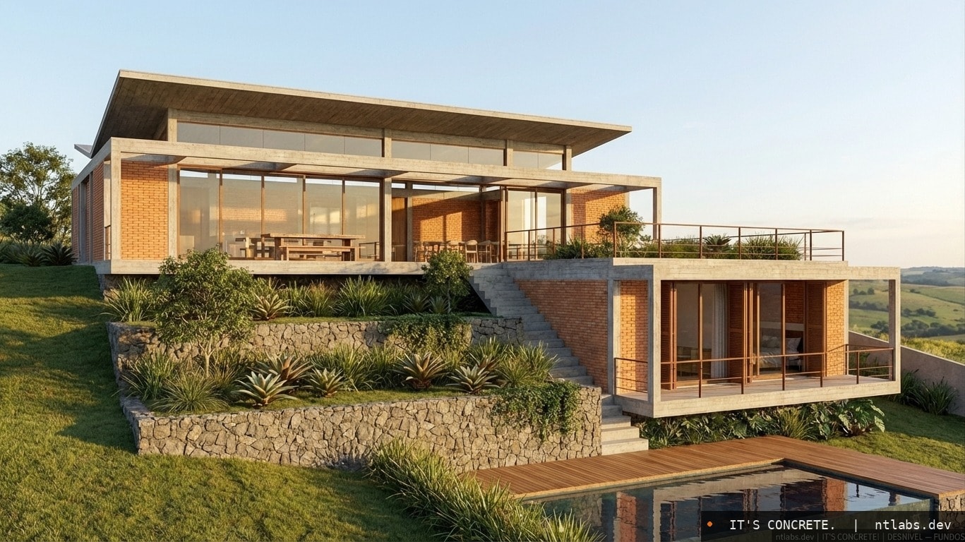 Casa cascateando terreno em declive